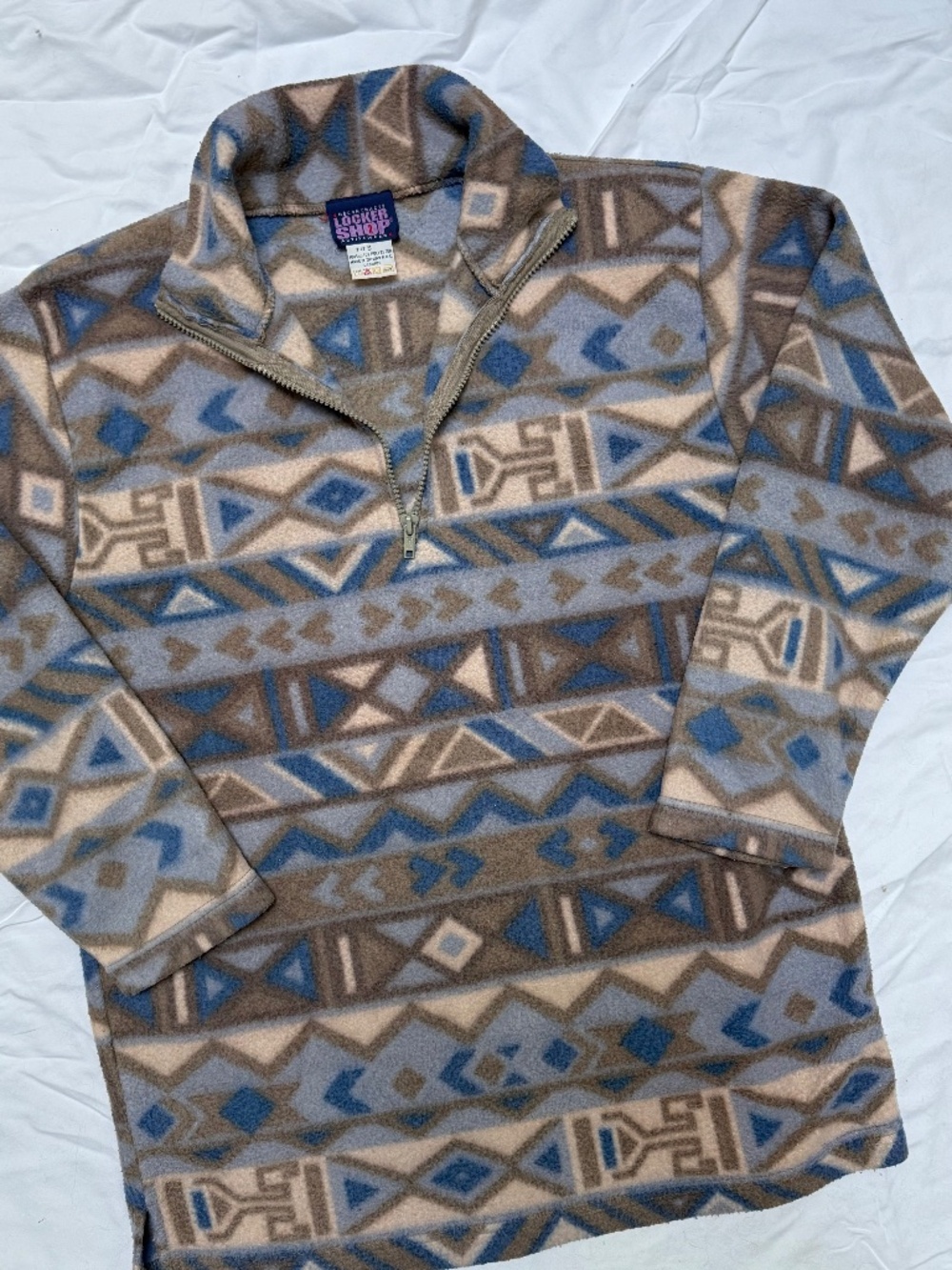 VINTAGE Lockershop 90's geometric outdoor hiking 1/4 zip fleece sweatshirt